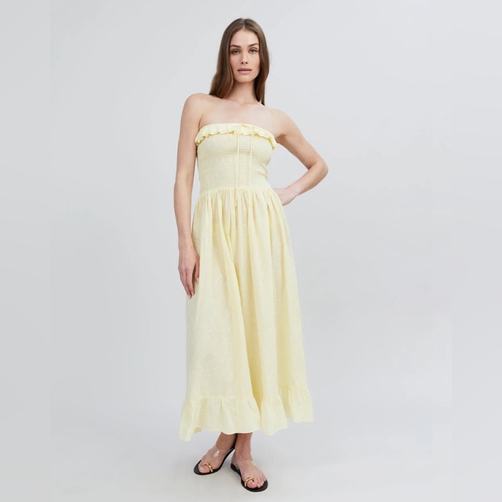 SOLID & STRIPED Strapless Yellow Maxi Dress